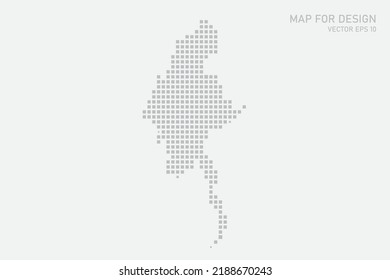Myanmar Map - World map International vector template with grey pixel, grid, grunge, halftone style isolated on white background for education, infographic, design - Vector illustration eps 10