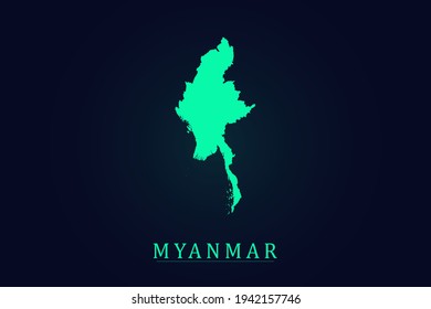 Myanmar Map - World map vector template with green color gradient isolated on dark background - Vector illustration eps 10