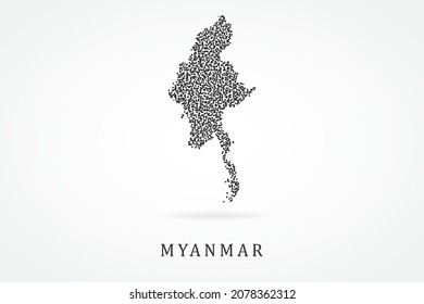 Myanmar Map - World map vector template with Black grid on white background  for education, infographic, design, website, banner - Vector illustration eps 10