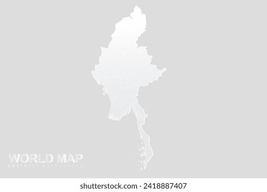Myanmar Map - World Map vector template with High detailed including white and grey gradient color and white outline color isolated on grey background - Vector illustration eps 10