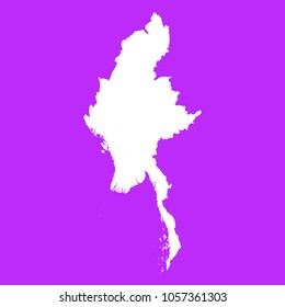 Myanmar map-White map on purple background. Each city and border has separately. Vector illustration eps 10.