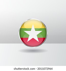 myanmar national flag Circle button Icon. Simple flag, official colors and proportion correctly. Flat vector illustration.