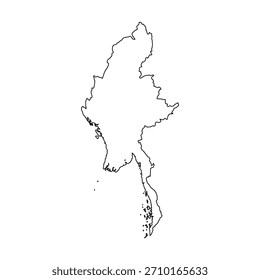 Mapa de Myanmar. Vetor do mapa de Myanmar. Mapa de Myanmar sobre fundo branco