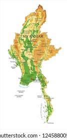 Myanmar physical map