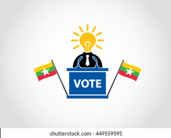 Myanmar Podium Bright Politician Vote