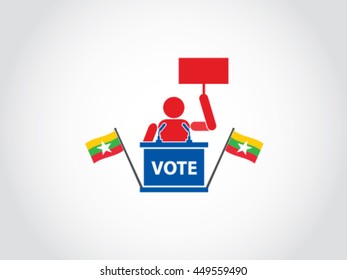 Myanmar Podium Protester