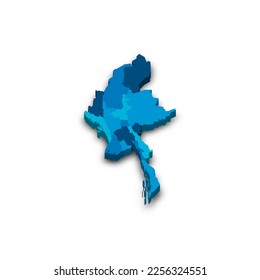 Myanmar political map of administrative divisions