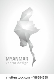 Myanmar polygonal grey vector triangle 3d map