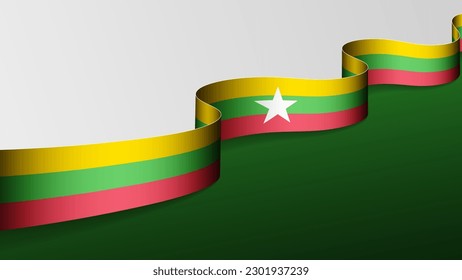 Myanmar ribbon flag background. Element of impact for the use you want to make of it.