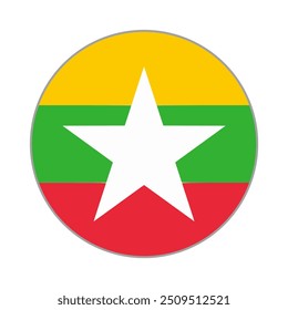 Myanmar Round flag vector icon isolated, Myanmar flag button