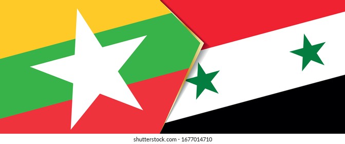 Myanmar and Syria flags, two vector flags symbol of relationship or confrontation.