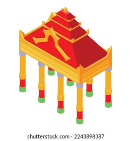 Myanmar temple arch icon isometric vector. Landmark culture. Traditional asian