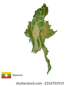 Myanmar Topography Country  Map Vector