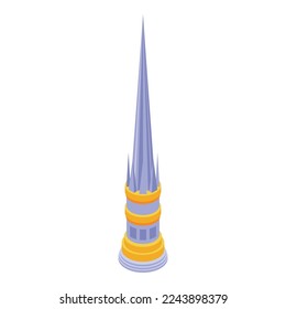 Icono de torre de Myanmar vector isométrico. Arquitectura cultural. Tradición de país