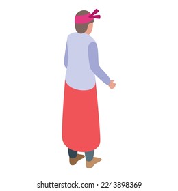 Myanmar traditional cloth icon isometric vector. Culture map. People costume