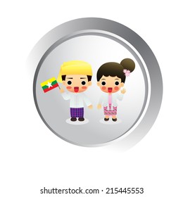 myanmar traditional costume button