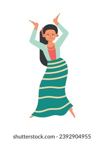 myanmar traditional dancer vector isolated