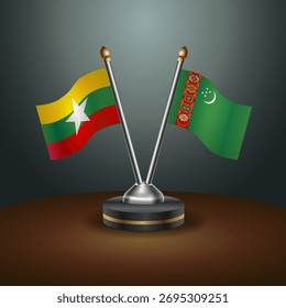 A tabela Myanmar e Turkmenistan sinaliza a relação com o plano de fundo gradiente. Ilustração de vetor