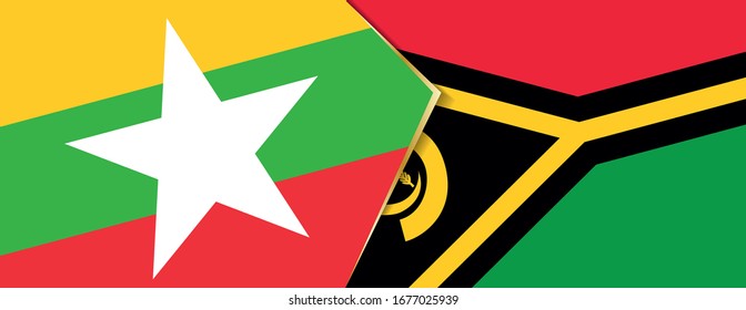 Myanmar and Vanuatu flags, two vector flags symbol of relationship or confrontation.