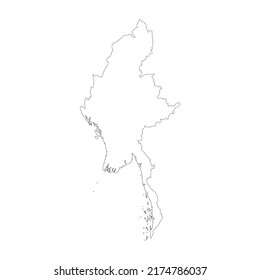 Esquema del mapa del país vector de Myanmar