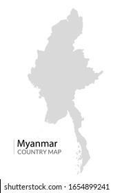 Icono de Birmania en el mapa vectorial de Myanmar. Fondo de ilustración de silueta de país.