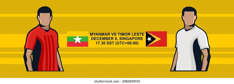 Myanmar vs Timor Leste, Südostasiatischer Fußballspiel 2021. Icon Football Jersey Vektorgrafik.