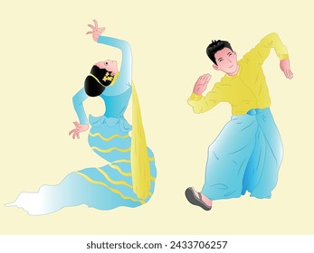 Myanmar water festival people illustration vector