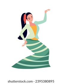 myanmar woman dances music illustration