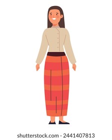 myanmar woman standing isolated design