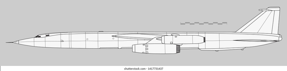 Myasishev M-50. Outline vector drawing