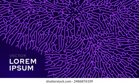 Mycelium Fungus Macro Pattern. Fungus Scientific Medical Research Background. Science Macro Pattern Backdrop. Futuristic Plant Microbiology Healthcare. Vector Illustration.