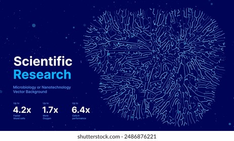 Mycelium Fungus Macro Pattern. Fungus Scientific Medical Research Background. Science Macro Pattern Backdrop. Futuristic Plant Microbiology Healthcare. Vector Illustration.