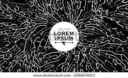 Mycelium Fungus Macro Pattern. Fungus Scientific Medical Research Background. Science Macro Pattern Backdrop. Futuristic Plant Microbiology Healthcare. Vector Illustration.