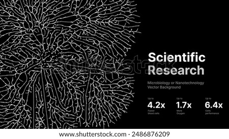 Mycelium Fungus Macro Pattern. Fungus Scientific Medical Research Background. Science Macro Pattern Backdrop. Futuristic Plant Microbiology Healthcare. Vector Illustration.