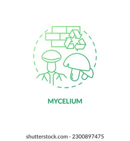 Mycelium green gradient concept icon. Organic material. Sustainable architecture. Mushroom building idea thin line illustration. Isolated outline drawing. Myriad Pro-Bold font used