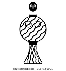 
Mycenaean bird goddess. Ancient Greek folk art. Black and white silhouette. Isolated vector illustration.
