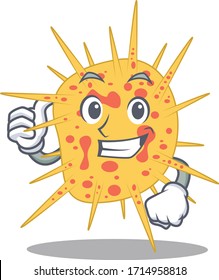 Mycobacterium kansasii cartoon character design making OK gesture