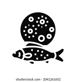 mycobacterium marinum fish glyph icon vector. mycobacterium marinum fish sign. isolated contour symbol black illustration