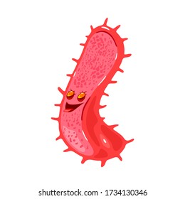 Mycobacterium tuberculosis is species of pathogenic bacteria, causative agent of tuberculosis. Tubercle bacillus. Medical research. Vector cartoon illustration of microbe, germ isolated on white.