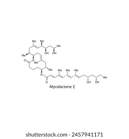 Diagrama de estructura esquelética de micolactona E. Ilustración científica de molécula compuesta de toxina de macrólido sobre fondo blanco.