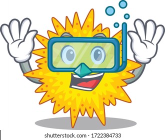 Mycoplasma mascot design concept wearing diving glasses