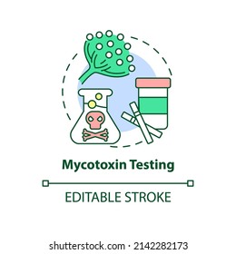 Mycotoxin testing concept icon. Nutritional testing abstract idea thin line illustration. Identifying mold contamination. Isolated outline drawing. Editable stroke. Arial, Myriad Pro-Bold fonts used