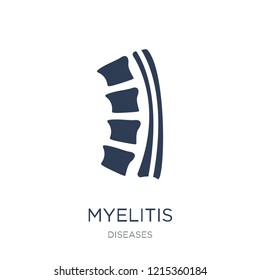 Myelitis icon. Trendy flat vector Myelitis icon on white background from Diseases collection, vector illustration can be use for web and mobile, eps10