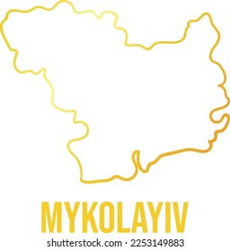 Mykolayiv golden outline region map 