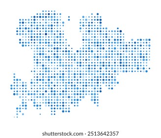 Mapa de puntos de Mykonos. Forma de estilo digital de isla. Imagen del Vector de Mykonos. Puntos circulares azules en forma de isla. Ilustración vectorial vibrante.
