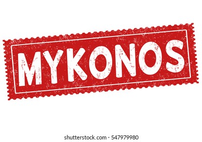 Mykonos grunge rubber stamp on white background, vector illustration