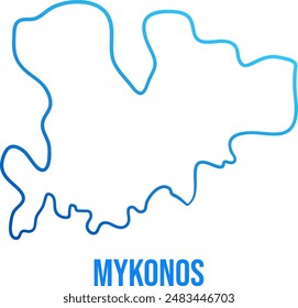 Mykonos island simple outline blue gradient map 