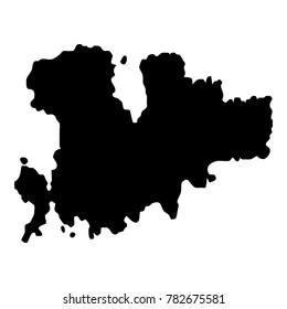 Mykonos map. Island silhouette icon. Isolated Mykonos black map outline. Vector illustration.