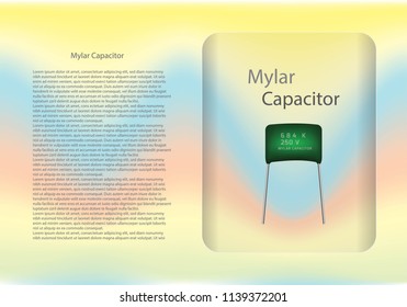 Mylar capacitor diagram and text information pattern on glass banner,vector illustration design,eps10.