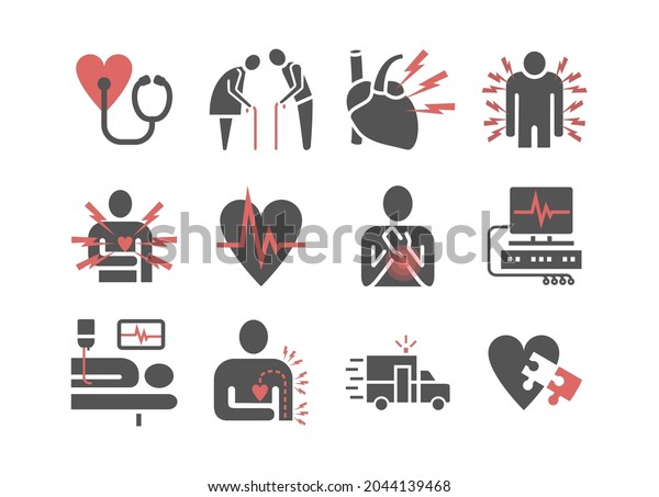 Myocardial Infarction Icon Symptoms Treatment Vector Stock Vector ...